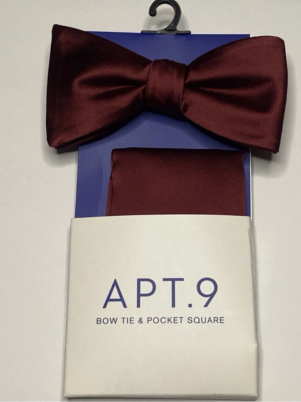 Apt. 9 Pretied Burgundy Bow Tie With Pocket Square Adjustable Wedding Formal New